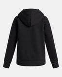 Under Armour Girls Black/White Rival Fleece Big Logo Print Hoodie