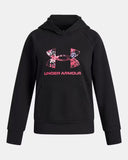 Under Armour Girls Black/White Rival Fleece Big Logo Print Hoodie