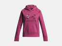 Under Armour Girls Fushia Dusk/Black Rival Fleece Big Logo Print Fill Hoodie