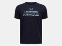 Under Armour Boys Midnight Navy Tech Split Wordmark SS Tshirt