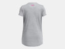 Under Armour Girls Black/Rebel Pink Tech Twist Workmark Logo SS Tshirt