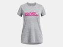 Under Armour Girls Black/Rebel Pink Tech Twist Workmark Logo SS Tshirt