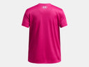 Under Armour Girls Shaded Fushia/Prime Pink Split Wordmark SS Tshirt