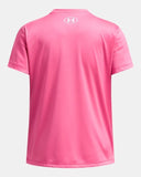 Under Armour Girls Super Pink Tech Wordmark SS Tshirt
