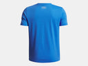 Under Armour Boys Blue Atlantis/Mod Grey Big Logo Wordmark SS Tshirt