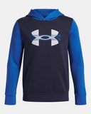 Under Armour Boys Atlantis Blue/Washed Navy/White Rival Fleece Colourblock Hoodie