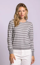 Pink Martini Ladies Armita Grey Stripe Sweater