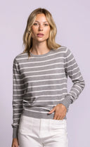 Pink Martini Ladies Armita Grey Stripe Sweater