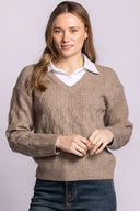 Pink Martini Ladies Light Brown Catalina Sweater