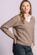 Pink Martini Ladies Light Brown Catalina Sweater