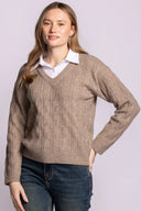 Pink Martini Ladies Light Brown Catalina Sweater