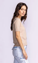 Pink Martini Ladies Taupe Sandy SS Top