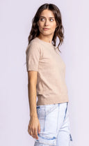 Pink Martini Ladies Taupe Sandy SS Top