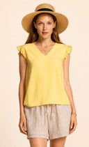 Pink Martini Ladies Yellow Lizzy Top