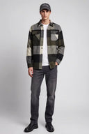 Point Zero Men's Bonded Check Pattern Leaf Shirt Jacket