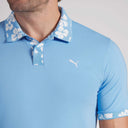Puma Golf Men's Modalon Floral Rib Team Light Blue/Warm White Golf Polo