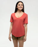Ten Tree Ladies Deep Coral Heather Brackley Tshirt