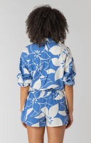 Room 34/Dex Ladies Azure Floral Button Front Linen Shirt