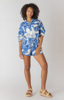 Room 34/Dex Ladies Azure Floral Elastic Waist Shorts