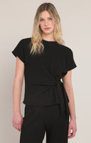 Room 34/Dex Ladies Black Textured Knot Top