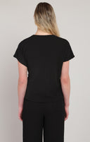 Room 34/Dex Ladies Black Textured Knot Top