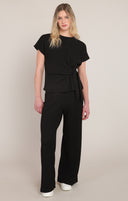 Room 34/Dex Ladies Black Textured Wide Leg Pant