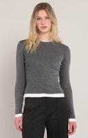 Room 34/Dex Ladies Charcoal Heather Layered Look LS Top