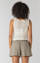 Room 34/Dex Ladies Cream Crochet Button Vest