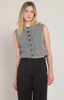 Room 34/Dex Ladies Grey Cable Sweater Vest
