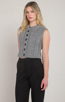 Room 34/Dex Ladies Grey Cable Sweater Vest
