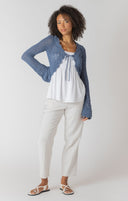 Room 34/Dex Ladies Indigo Tie Front Crochet Cardigan