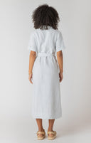 Room 34/Dex Ladies White/Blue Stripe Belted Shirtdress