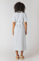 Room 34/Dex Ladies White/Blue Stripe Belted Shirtdress
