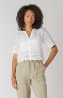 Room 34/Dex Ladies White Eyelet Trim Blouse