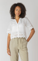 Room 34/Dex Ladies White Eyelet Trim Blouse