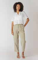 Room 34/Dex Ladies White Eyelet Trim Blouse