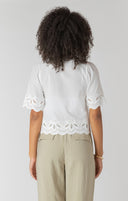 Room 34/Dex Ladies White Eyelet Trim Blouse