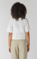 Room 34/Dex Ladies White Eyelet Trim Blouse