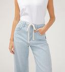 Silver Jeans Ladies Indigo Be Easy High Rise Slouchy Fit Straight Leg Drawstring Pant