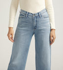 Silver Jeans Ladies Indigo V Front High Rise Wide Leg Jeans