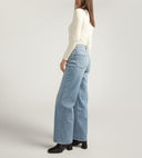 Silver Jeans Ladies Indigo V Front High Rise Wide Leg Jeans