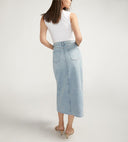 Silver Jeans Ladies High Rise Indigo Denim Midi Skirt