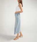 Silver Jeans Ladies High Rise Indigo Denim Midi Skirt