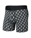 Saxx Men's Droptemp Cooling Cotton Boxer Brief w/Fly Flight Pattern Black
