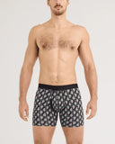 Saxx Men's Droptemp Cooling Cotton Boxer Brief w/Fly Flight Pattern Black