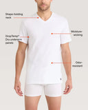 Saxx Men's Droptemp Dry Cotton V-Neck 2Pack White Tshirt