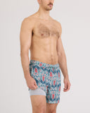 Saxx Men's Oh Buoy 2In1 Lobster Flourish Mint 7" Volley Short