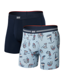 Saxx Men's Vibe Xtra Soft 6" High Brow Low Life/Navy2Pk Boxer Brief w/Fly