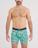 Saxx Men's Vibe Xtra Soft 6" Pixel Ball Surf Blue Boxer brief w/Fly