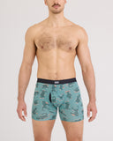 Saxx Men's Vibe Xtra Soft 6"  Western Weird Washed Teal Boxer Brief w/Fly